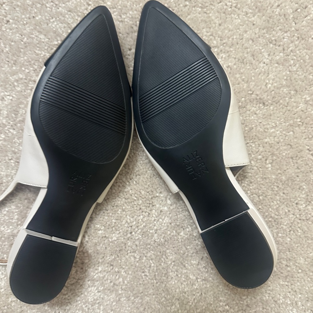 Naturalizer Two-Tone Black and White Pointed Toe Slingback Flats - Picture 3 of 4